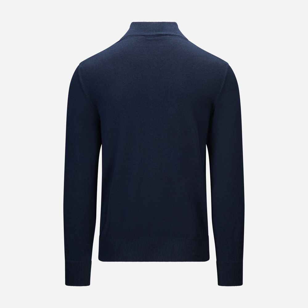 Bomber Jacket Zip Cotton-Cashmere - Navy
