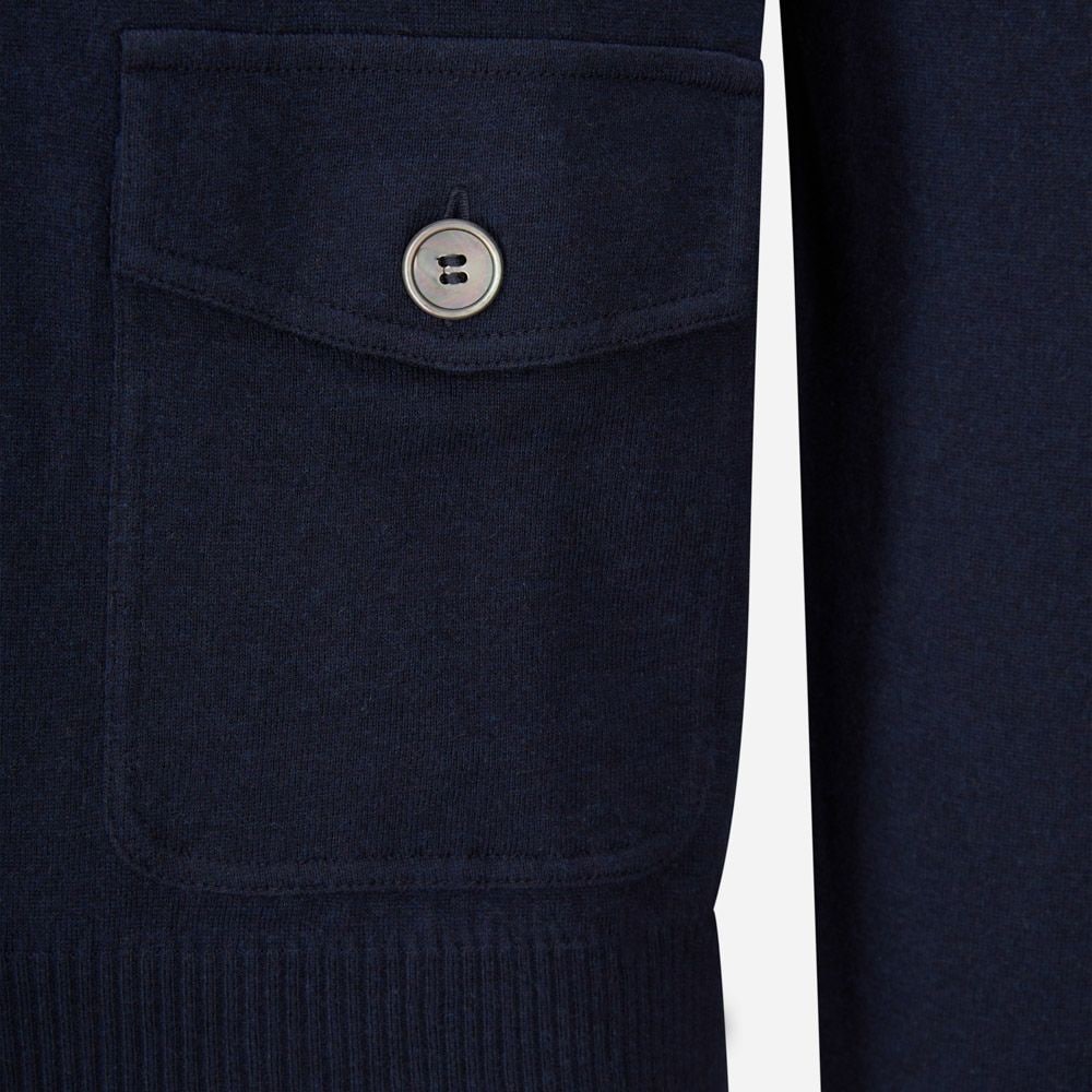Bomber Jacket Zip Cotton-Cashmere - Navy