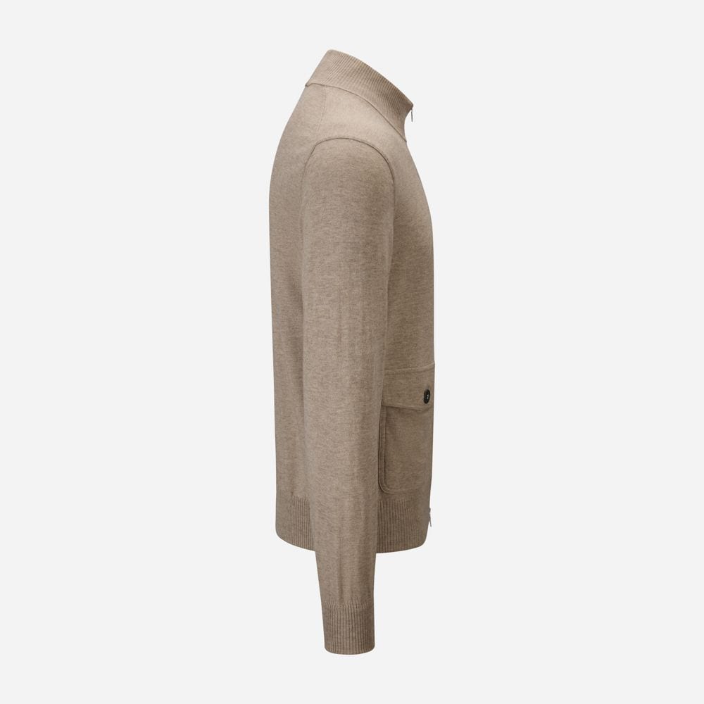 Bomber Jacket Zip Cotton-Cashmere - Beige
