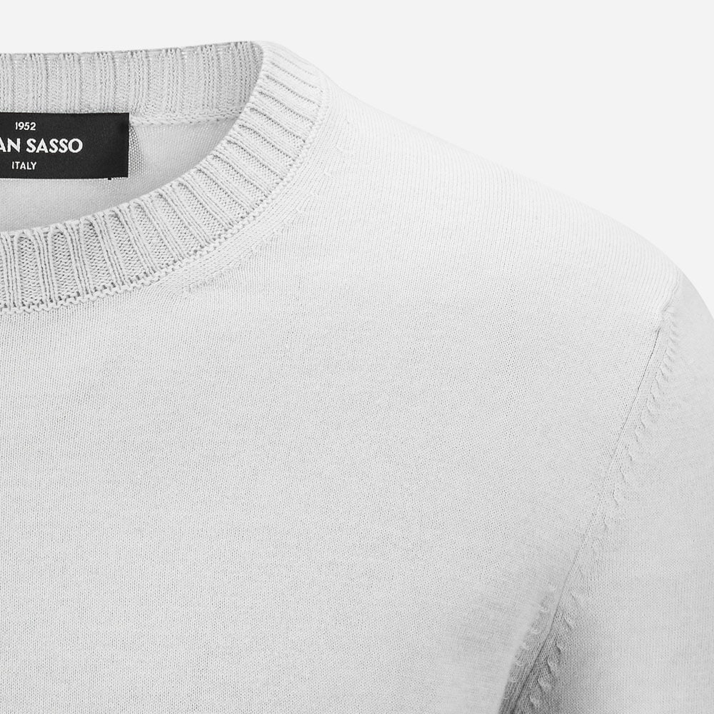 Crew Neck Cotton-Cashmere - Ice Blue