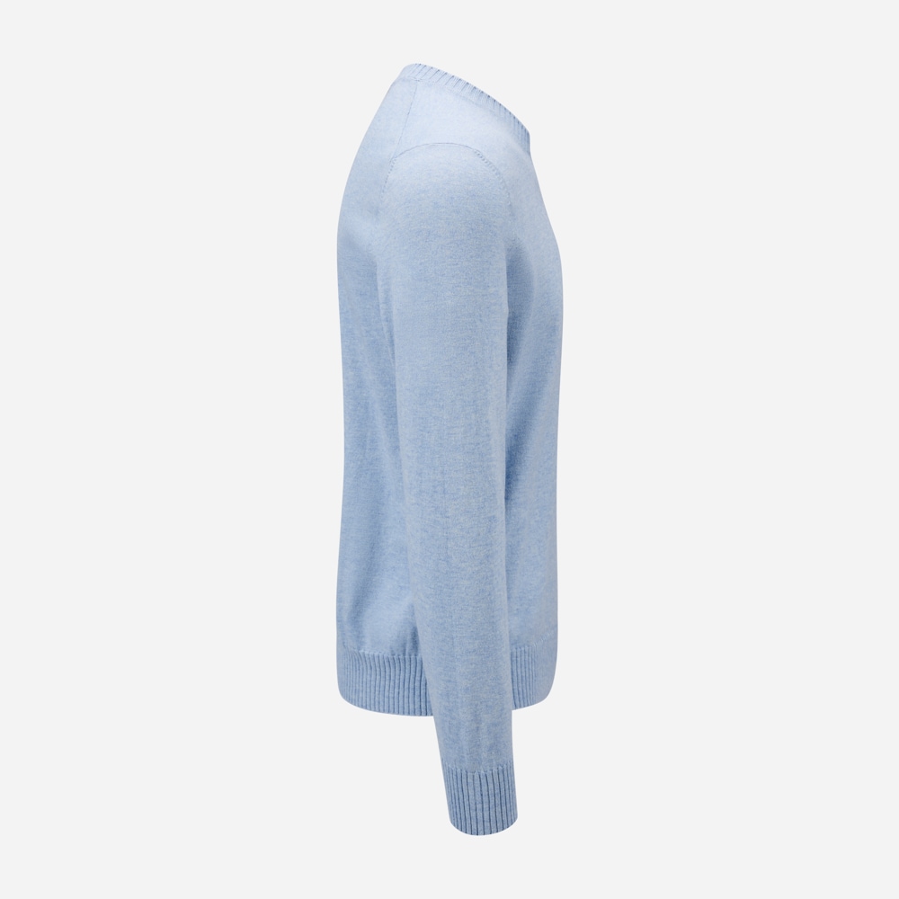 Crew Neck Cotton-Cashmere - Light Blue
