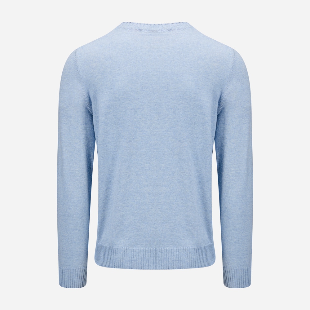 Crew Neck Cotton-Cashmere - Light Blue