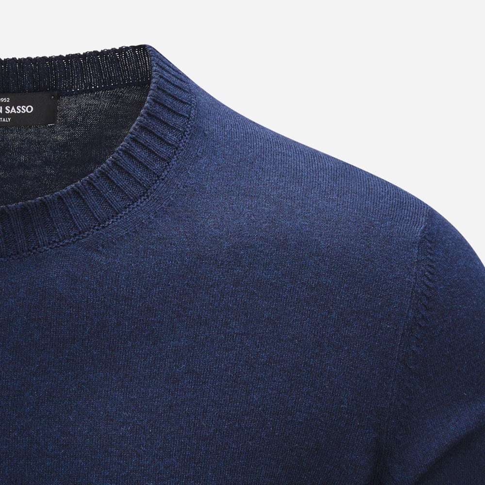 Crew Neck Cotton-Cashmere - Navy