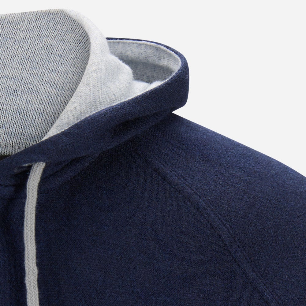Full Zip Hood Jacket Cotton-Cashmere - Navy