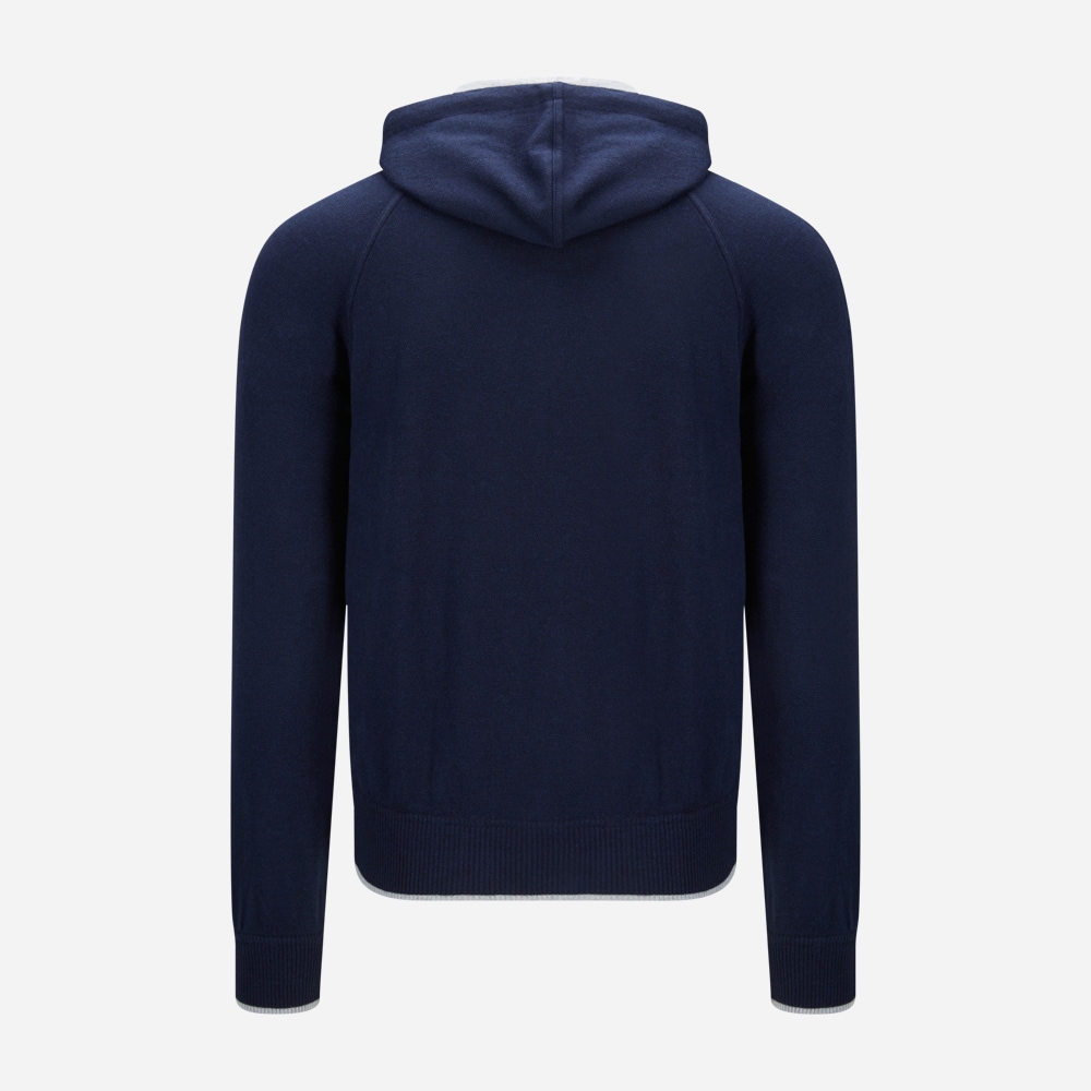 Full Zip Hood Jacket Cotton-Cashmere - Navy