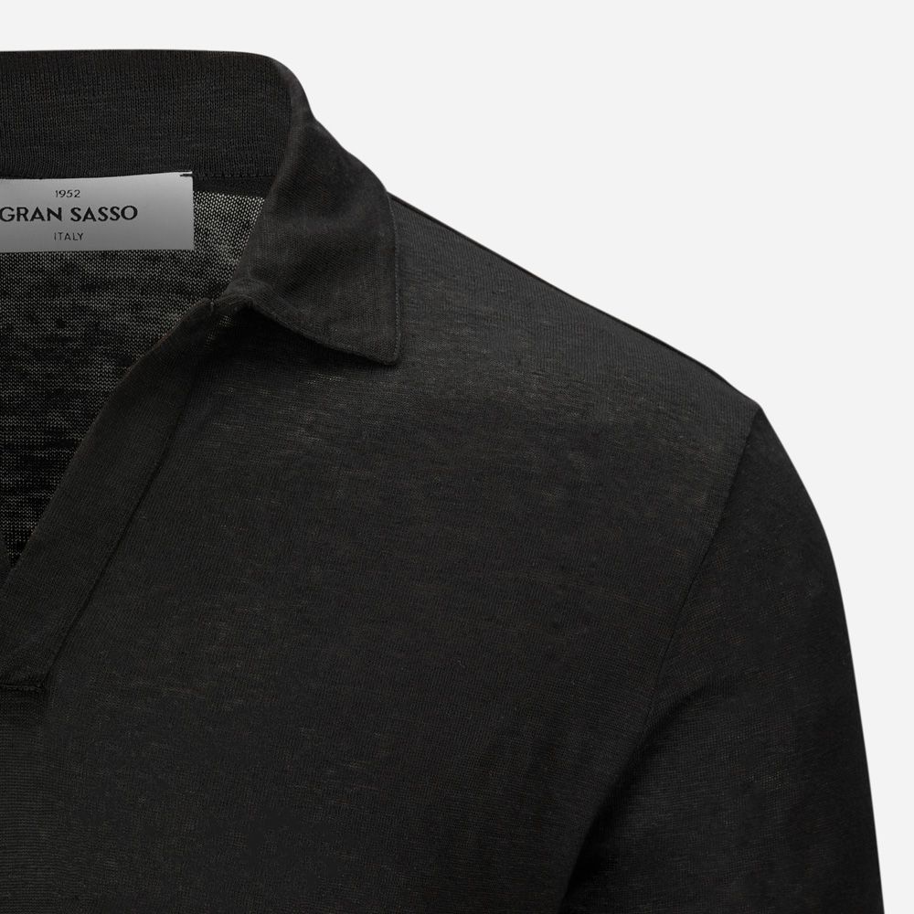 Short Sleeve Linen Piquet - Black