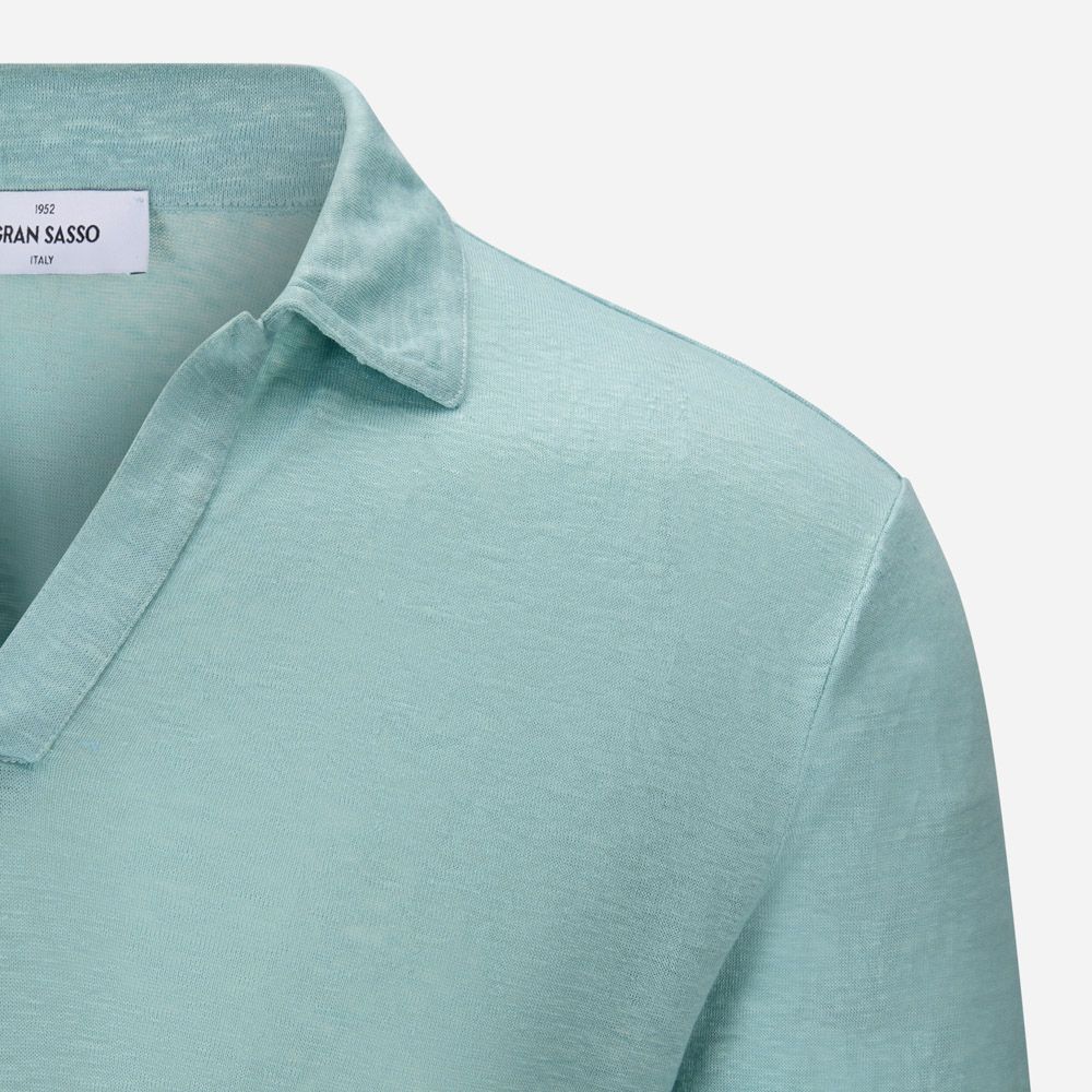 Short Sleeve Linen Piquet - Aqua