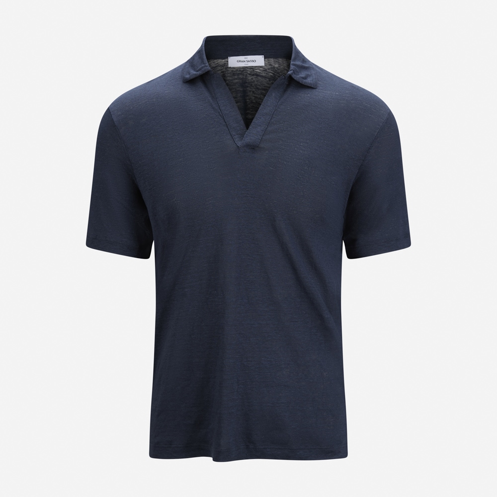 Short Sleeve Linen Piquet - Navy