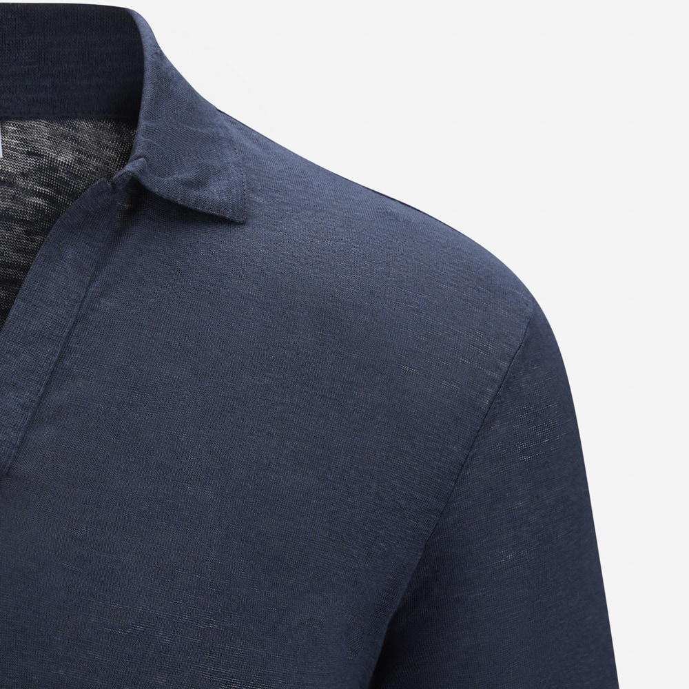 Short Sleeve Linen Piquet - Navy