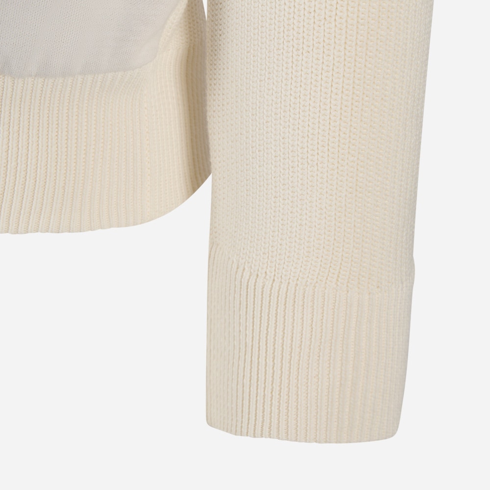 Full Zip Hoodie Rib Cotton - White