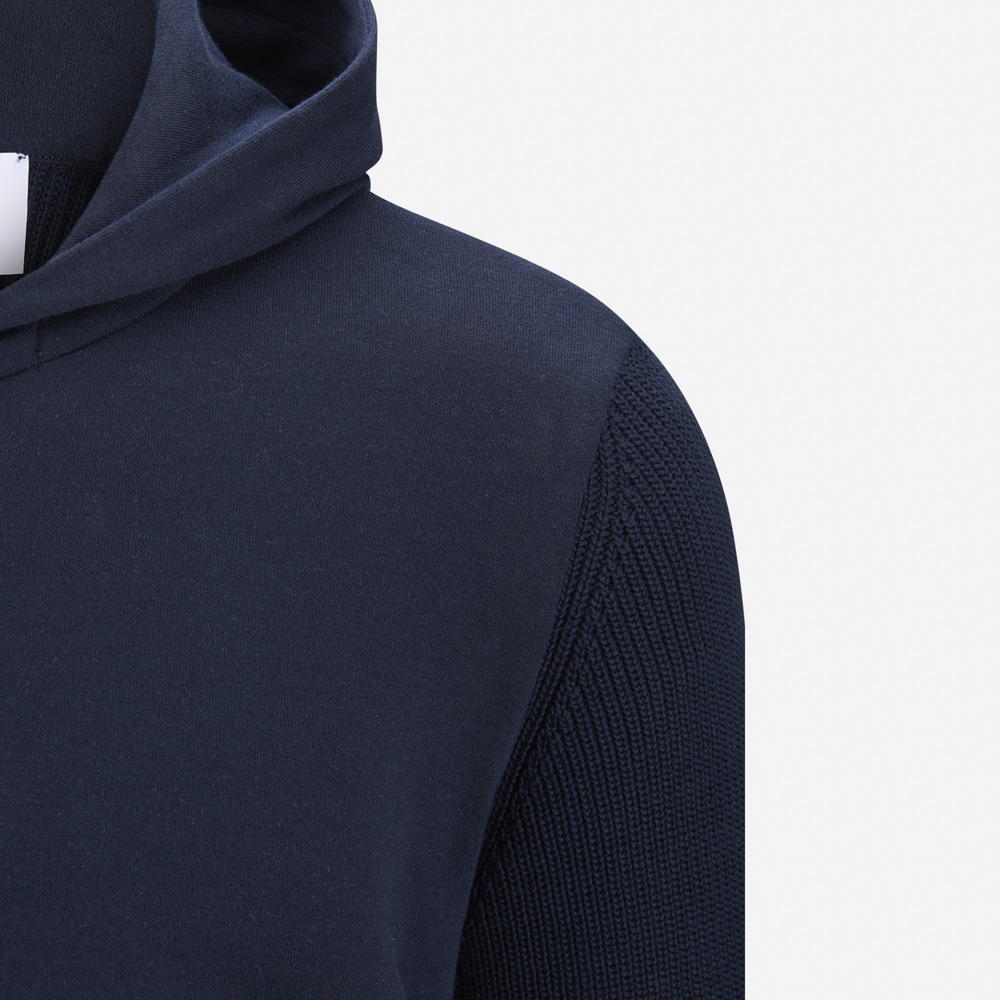 Full Zip Hoodie Rib Cotton - Navy
