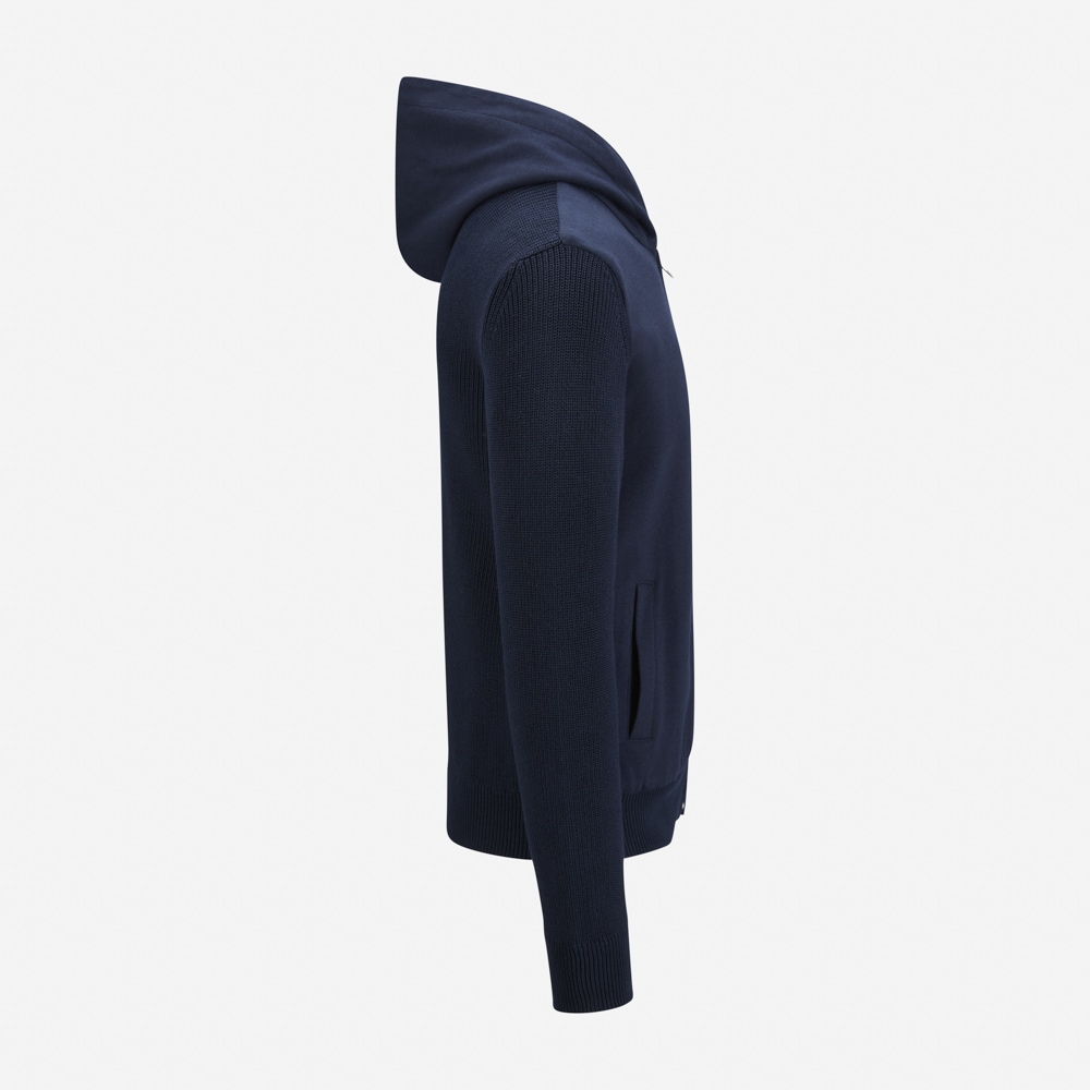 Full Zip Hoodie Rib Cotton - Navy