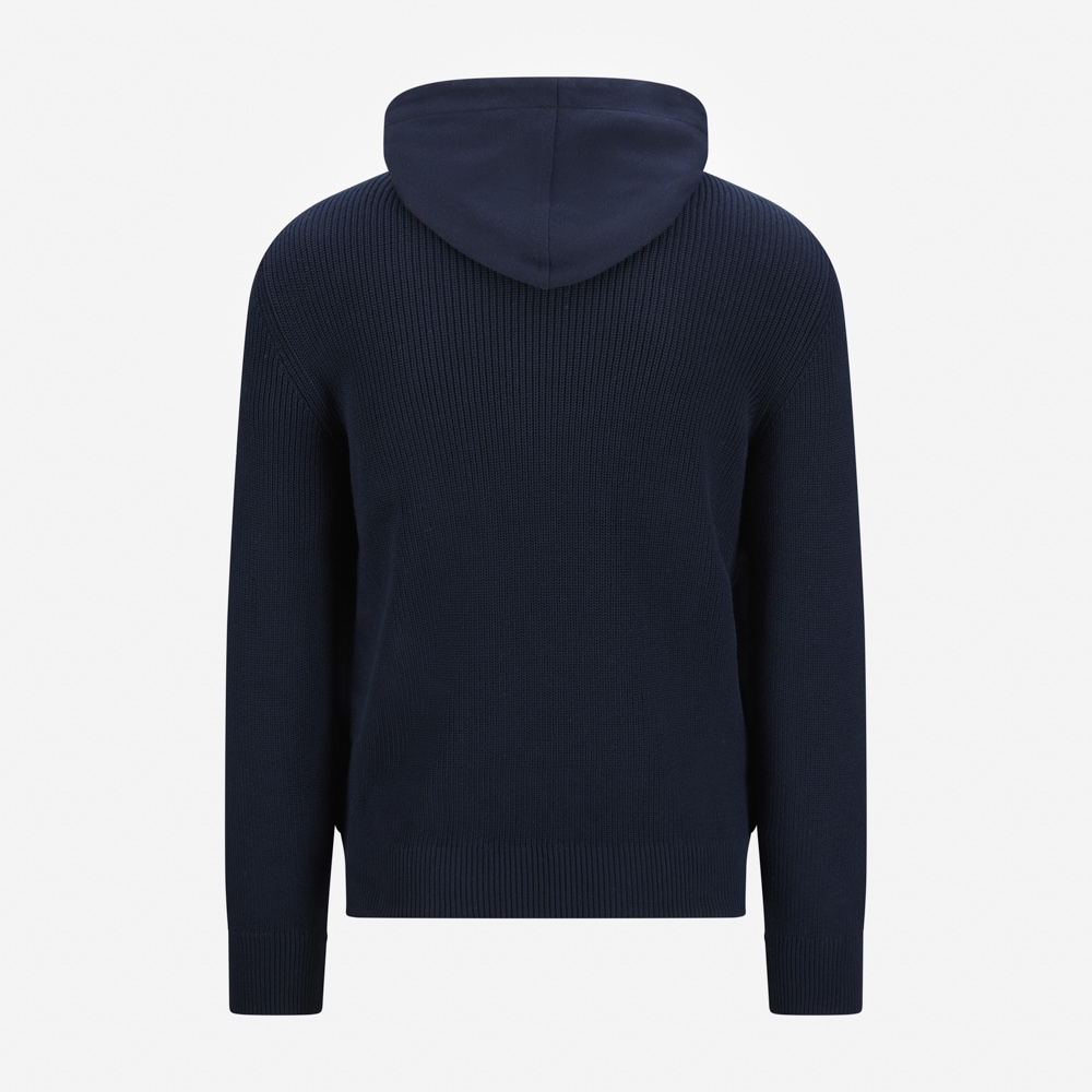 Full Zip Hoodie Rib Cotton - Navy