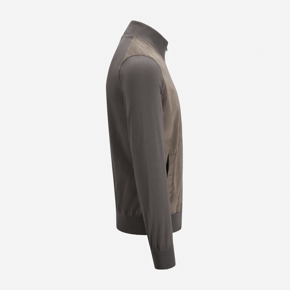 Alcantara-Cotton Jacket - Brown