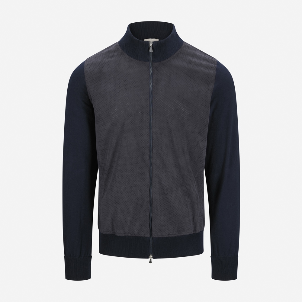 Alcantara-Cotton Jacket - Navy