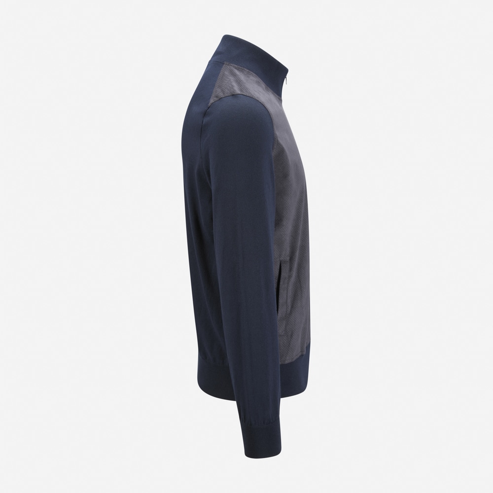 Alcantara-Cotton Jacket - Navy