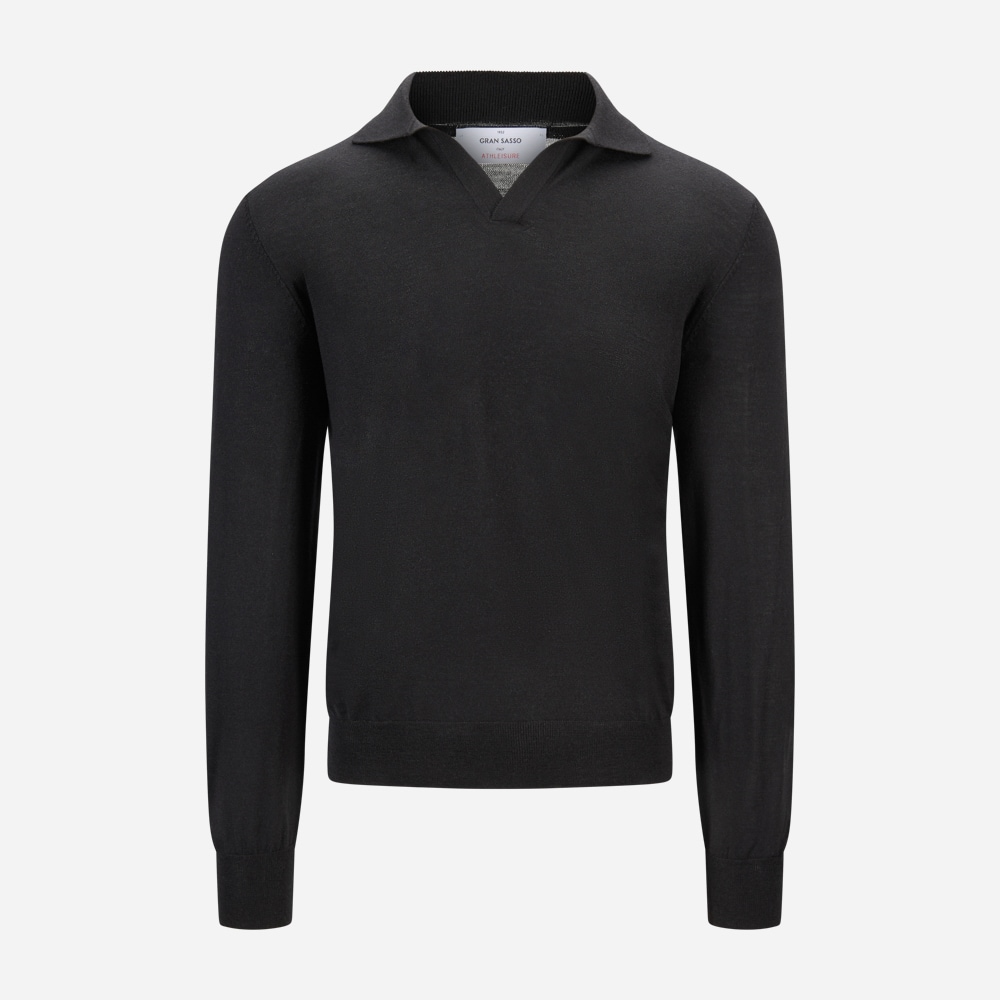Skipper Collar Wool Sweater - Black