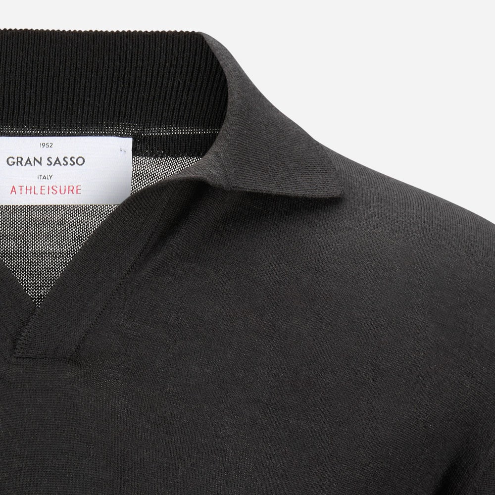 Skipper Collar Wool Sweater - Black