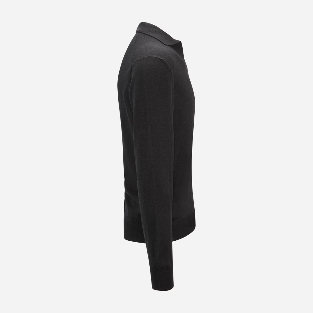 Skipper Collar Wool Sweater - Black