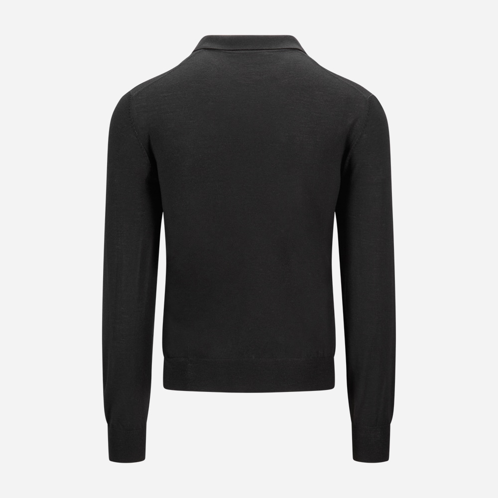 Skipper Collar Wool Sweater - Black