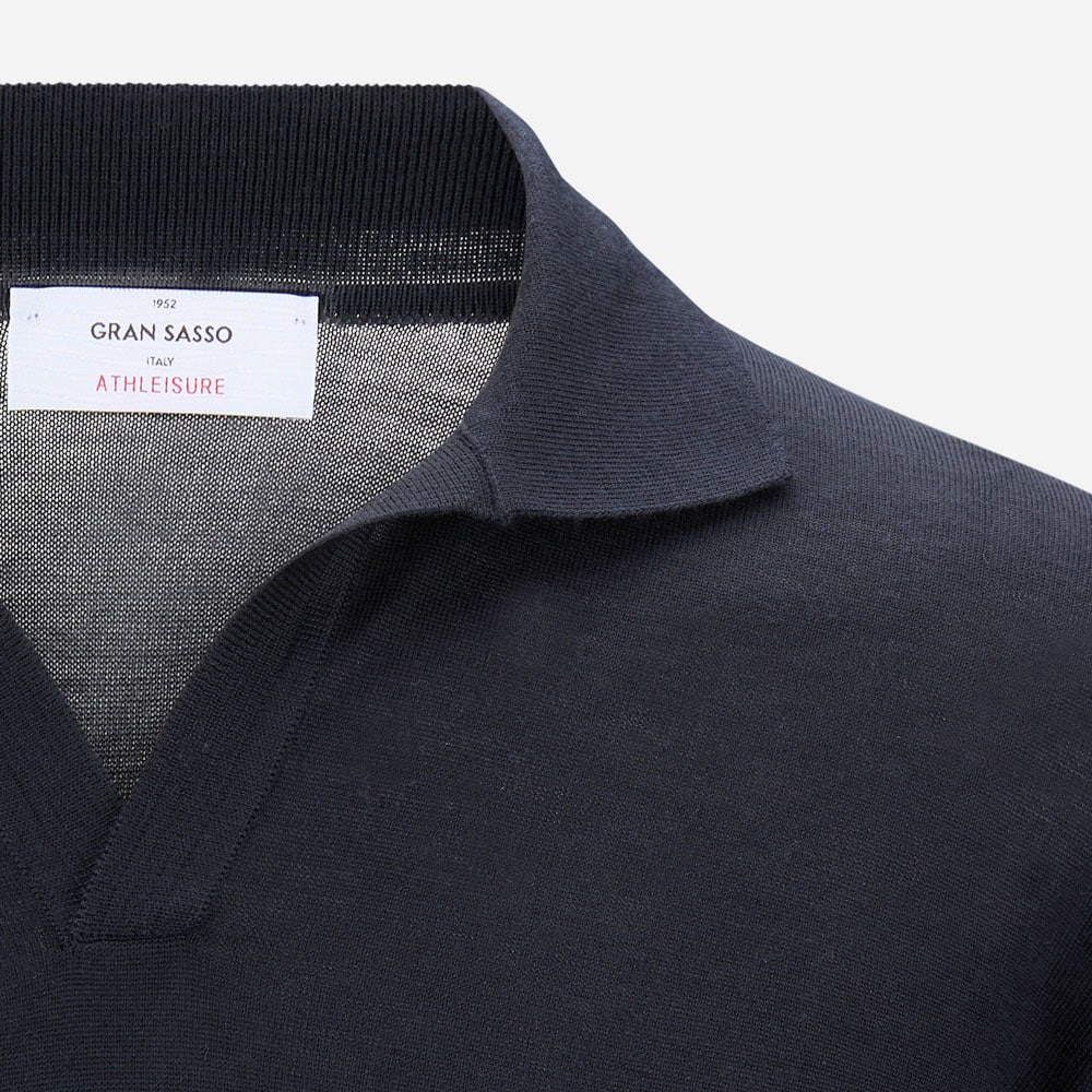 Skipper Collar Wool Sweater - Navy