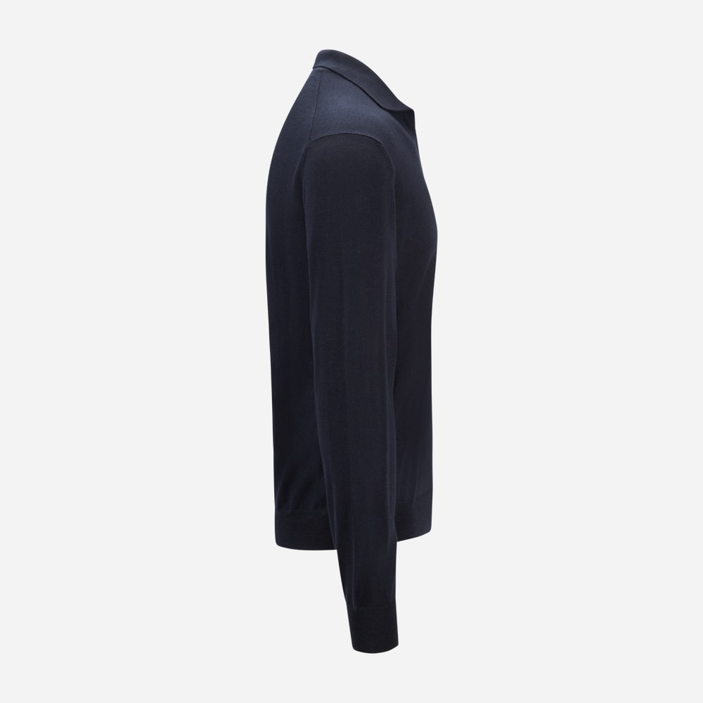 Skipper Collar Wool Sweater - Navy