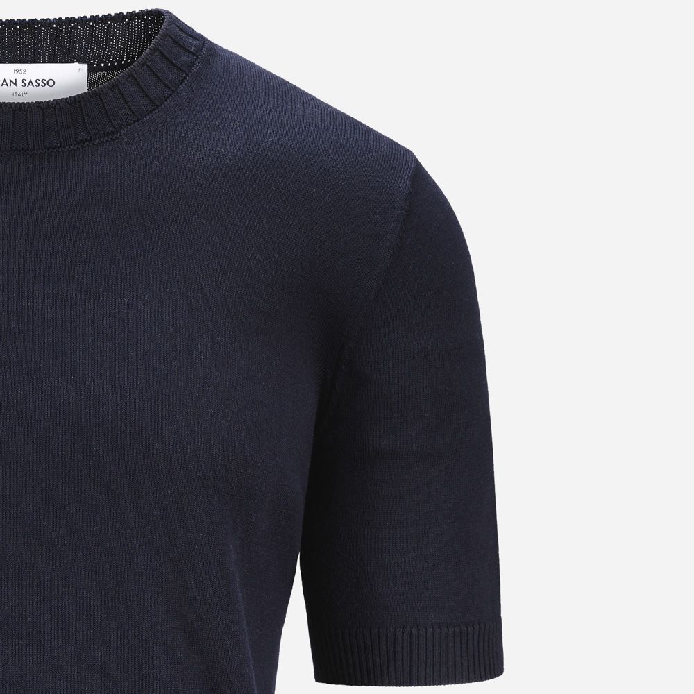 Short Sleeve Sweater - Navy