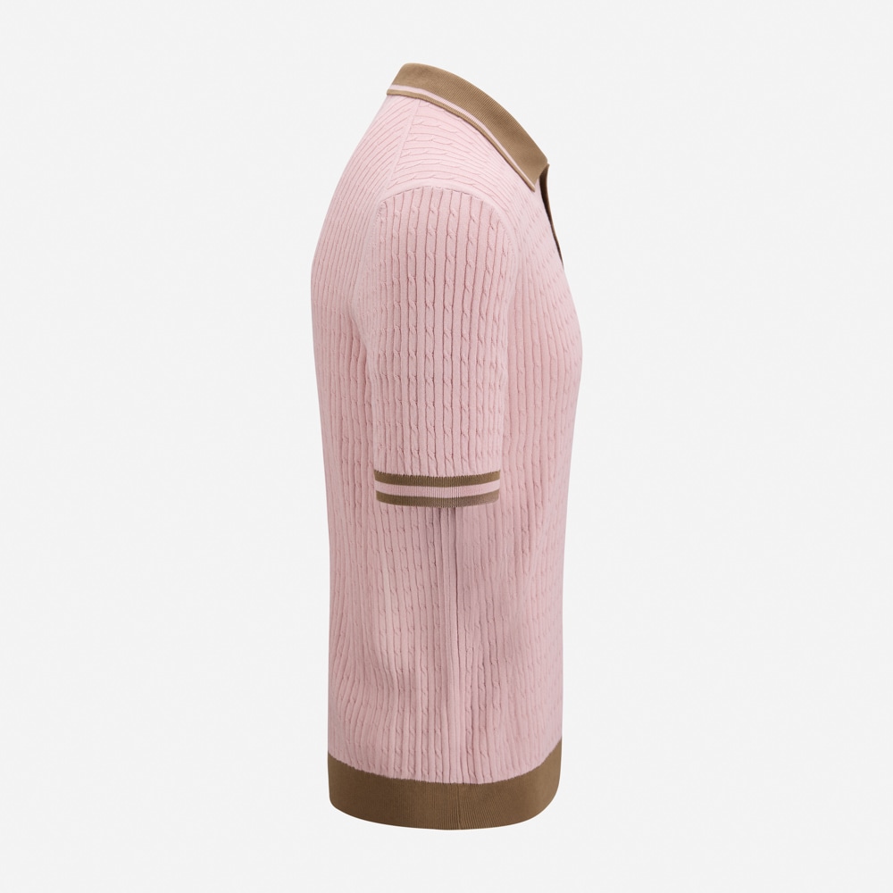 Piquet Cable With Contrast - Pink/Beige