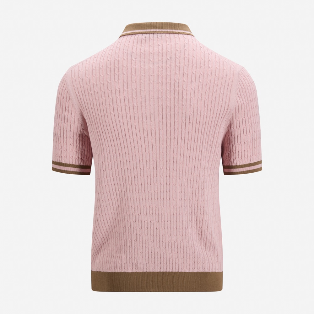 Piquet Cable With Contrast - Pink/Beige