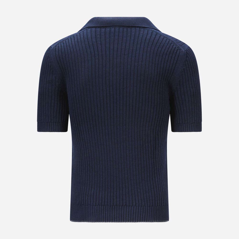 Piquet Skipper Collar Cotton - Navy