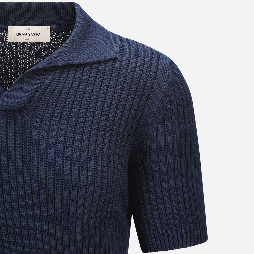 Piquet Skipper Collar Cotton - Navy