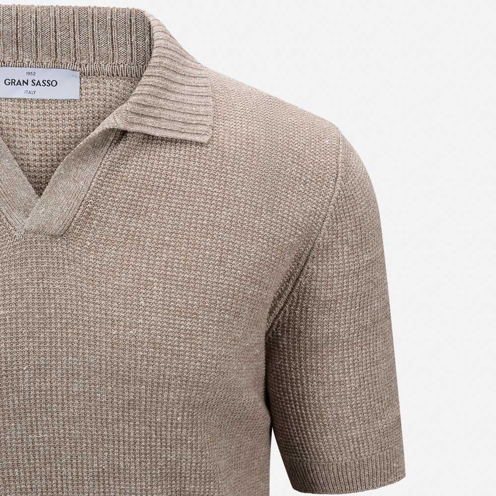 Short Sleeve Piquet Cotton-Linen - Taupe