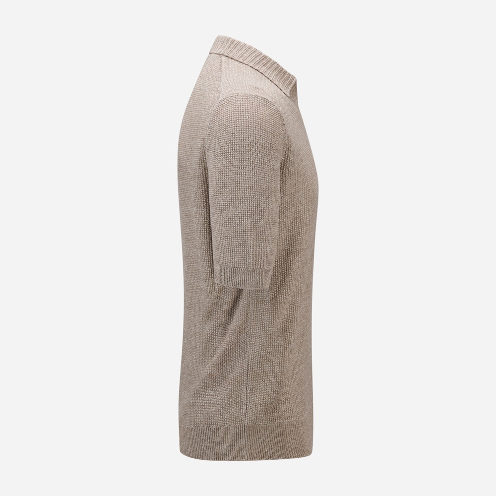 Short Sleeve Piquet Cotton-Linen - Taupe