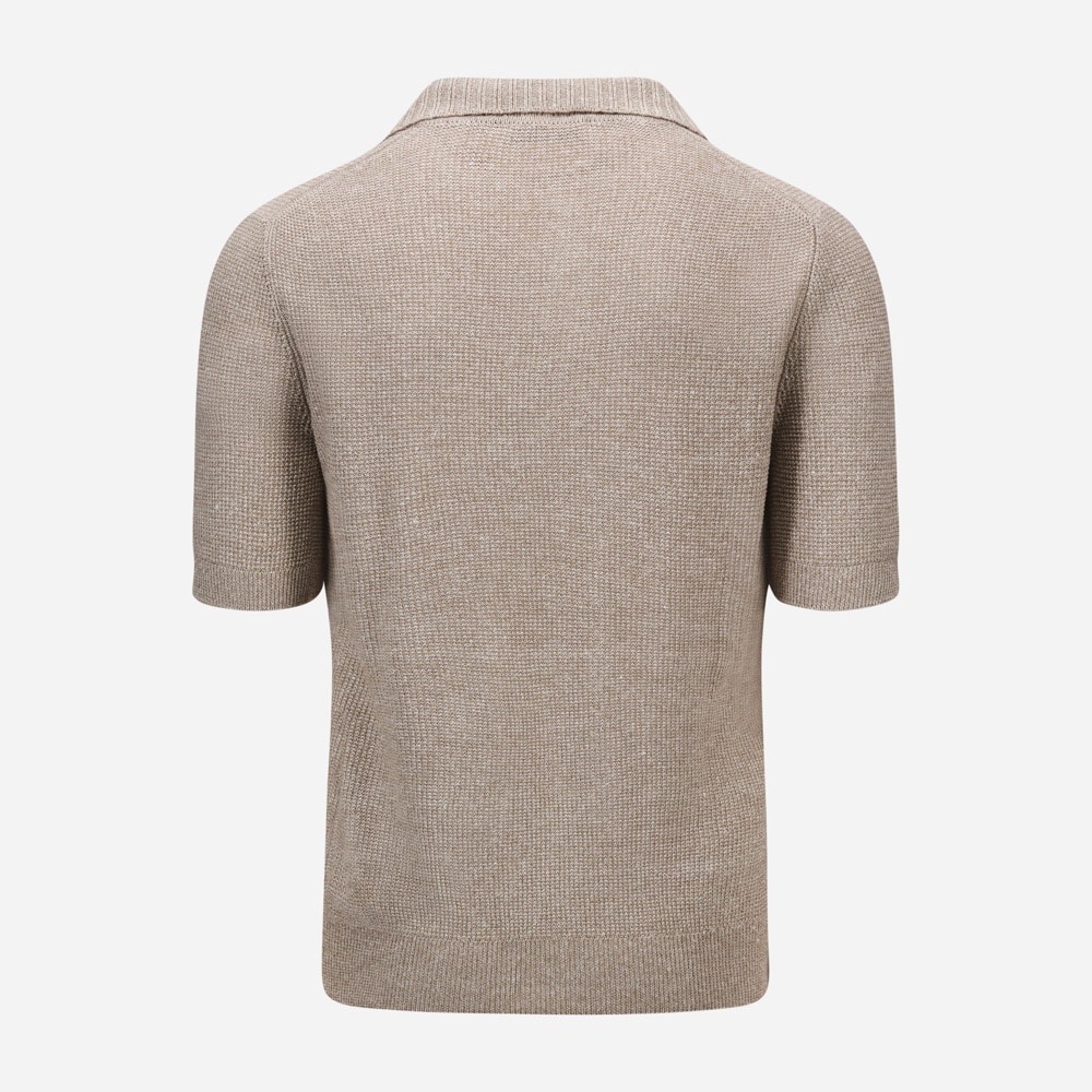 Short Sleeve Piquet Cotton-Linen - Taupe