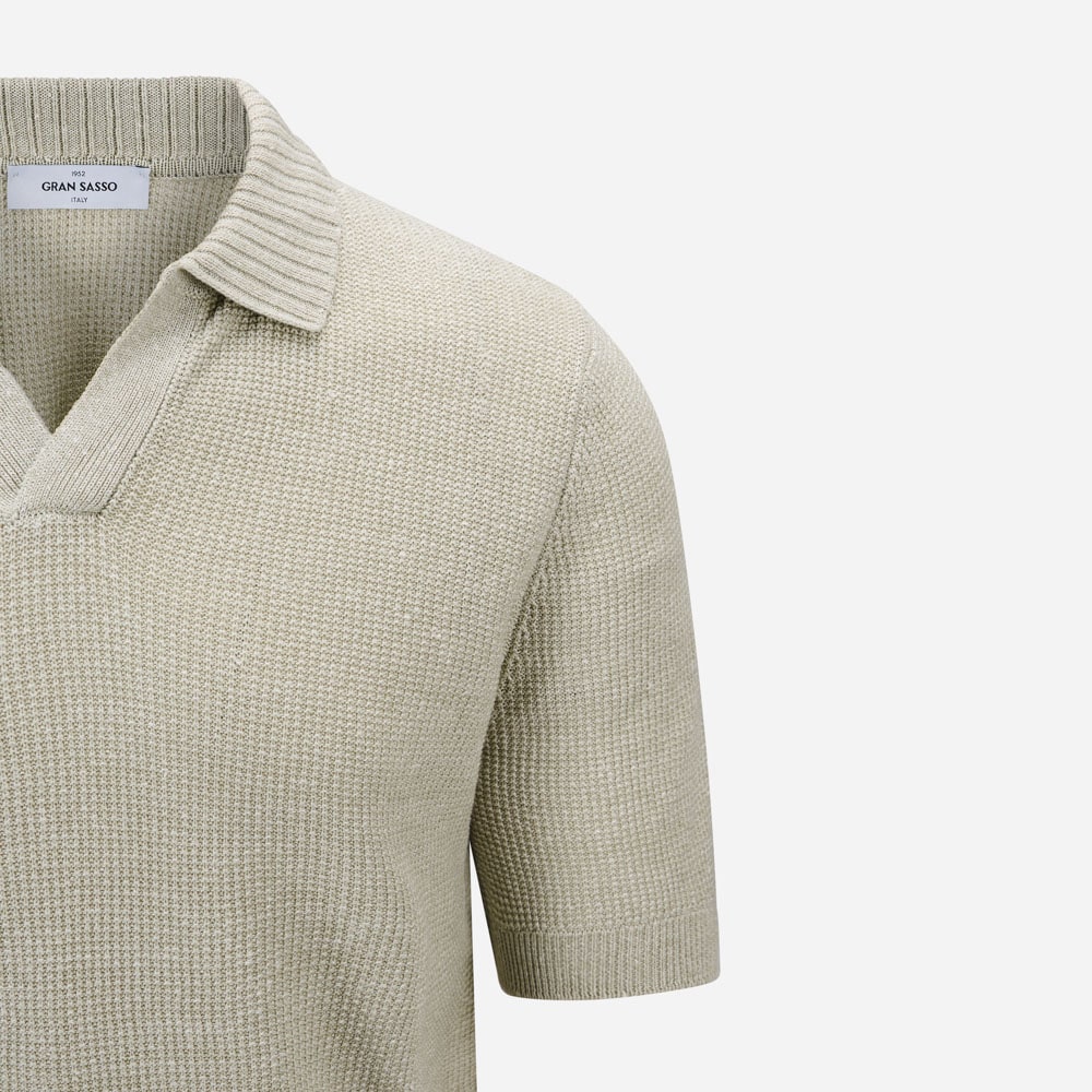 Short Sleeve Piquet Cotton-Linen - Ligth Green