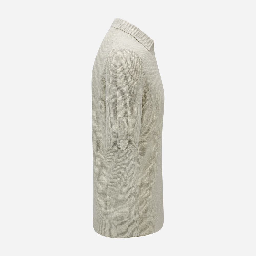 Short Sleeve Piquet Cotton-Linen - Ligth Green