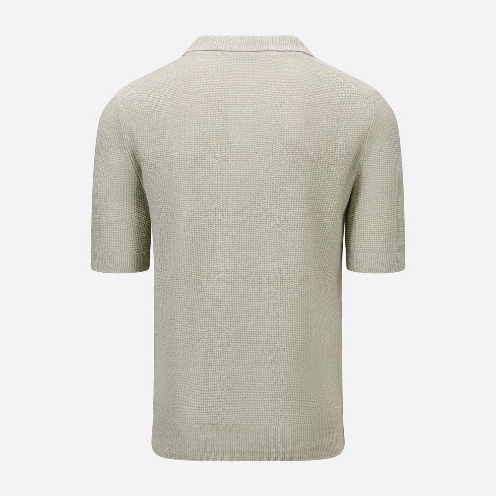 Short Sleeve Piquet Cotton-Linen - Ligth Green