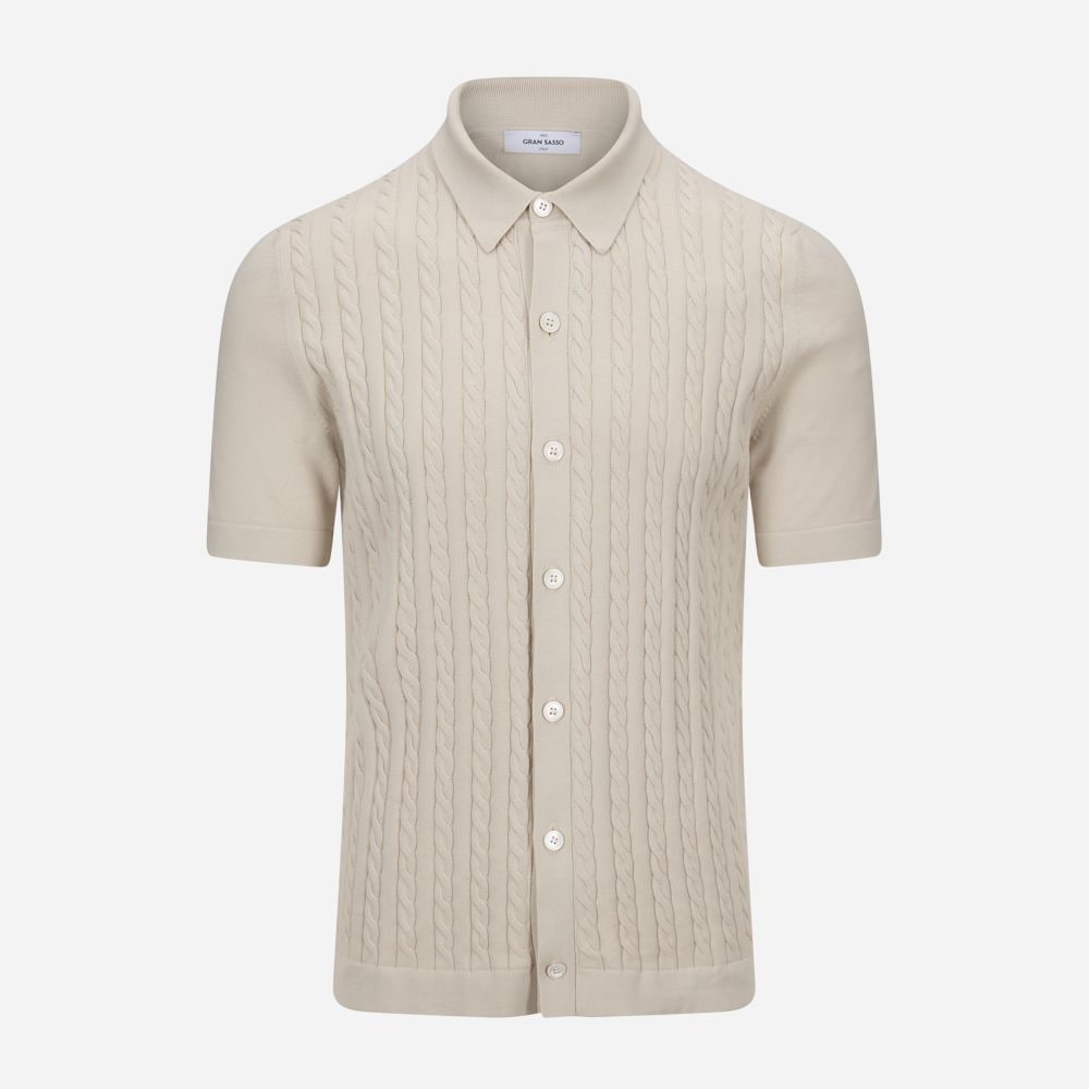 Bowling Shirt Cable Cotton - Taupe