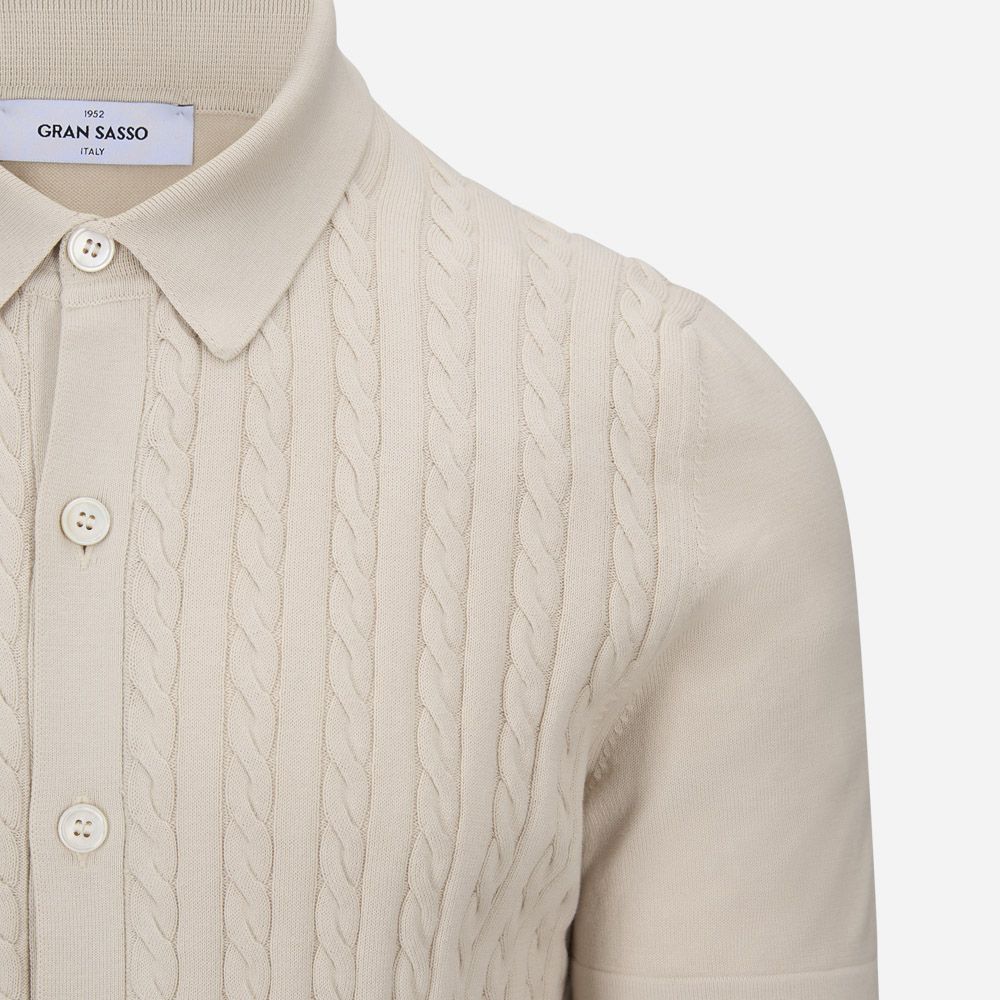 Bowling Shirt Cable Cotton - Taupe
