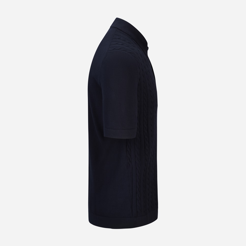 Bowling Shirt Cable Cotton - Navy