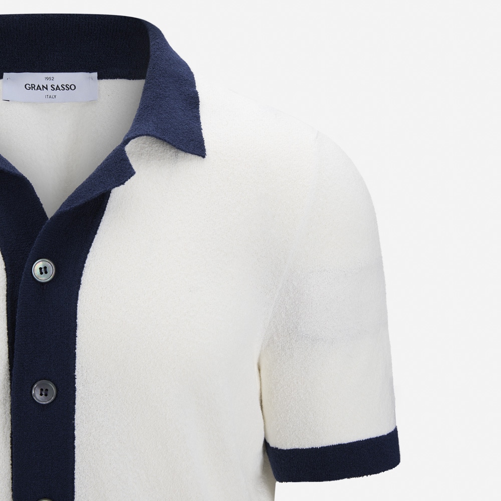 Bowling Shirt Terry - White-Blue
