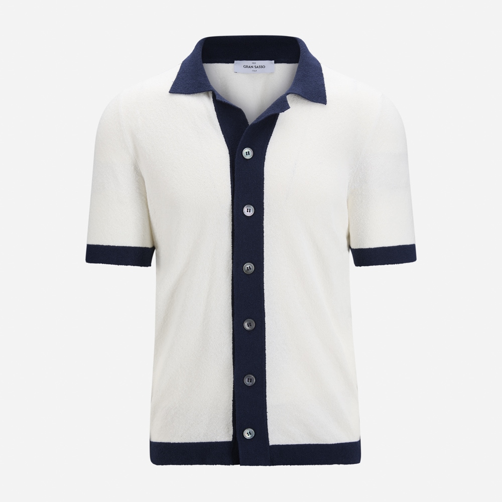 Bowling Shirt Terry - White-Blue