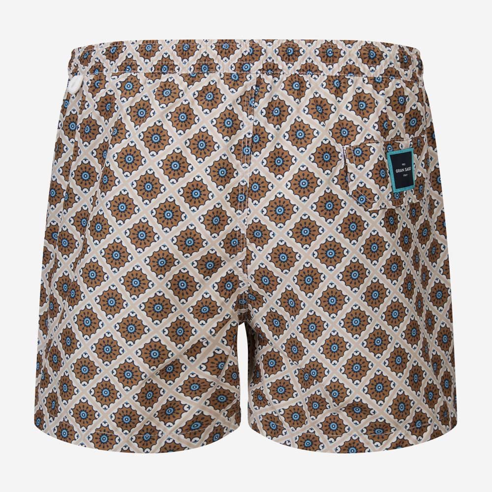 Swim Shorts - Beige-Brown Pattern