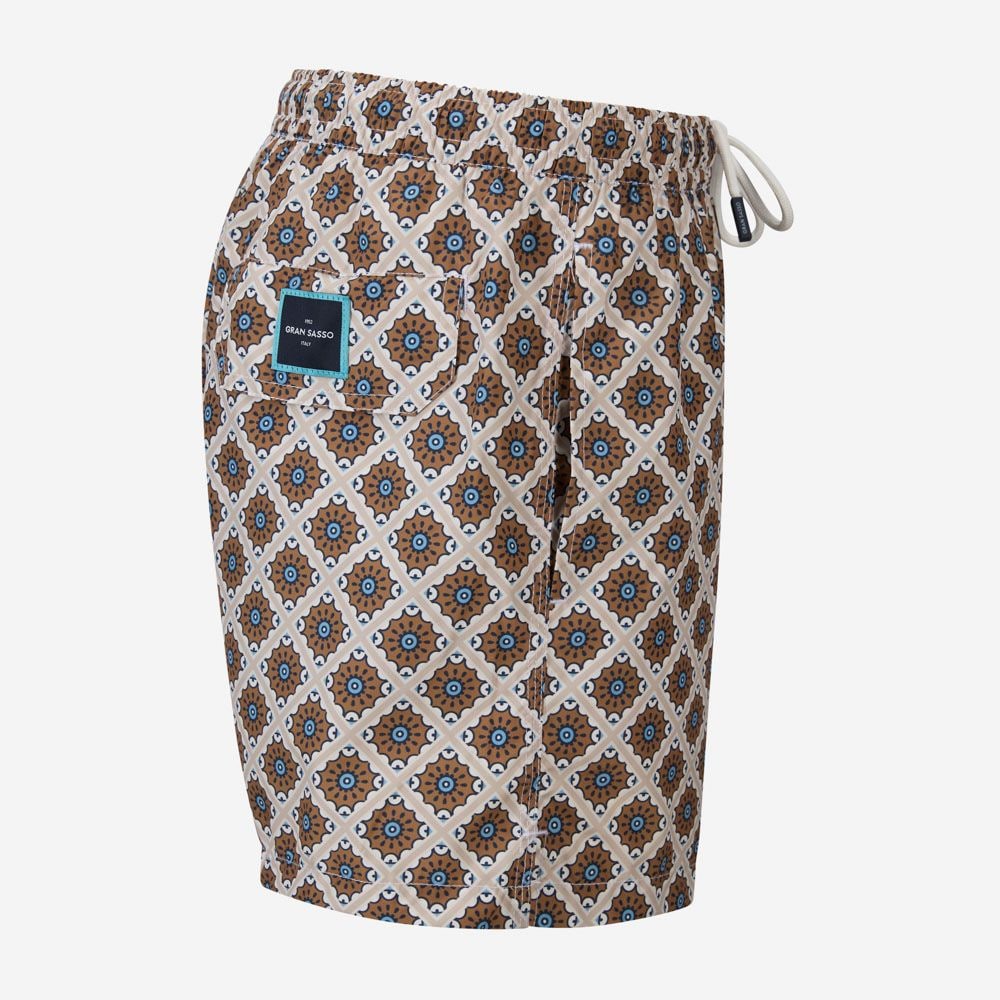 Swim Shorts - Beige-Brown Pattern