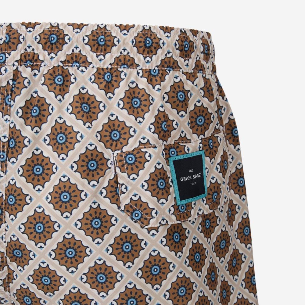 Swim Shorts - Beige-Brown Pattern