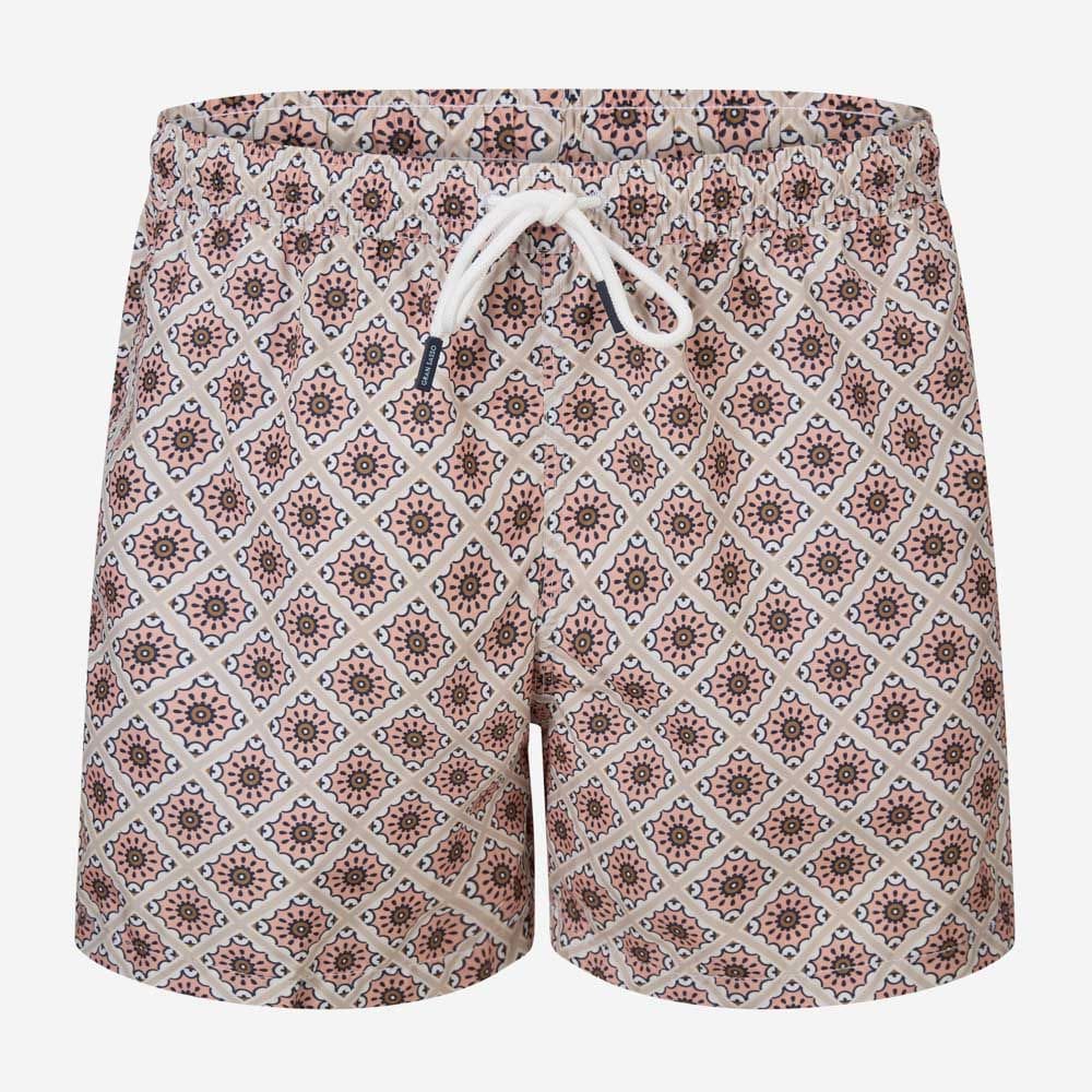 Swim Shorts - Beige-Pink Pattern