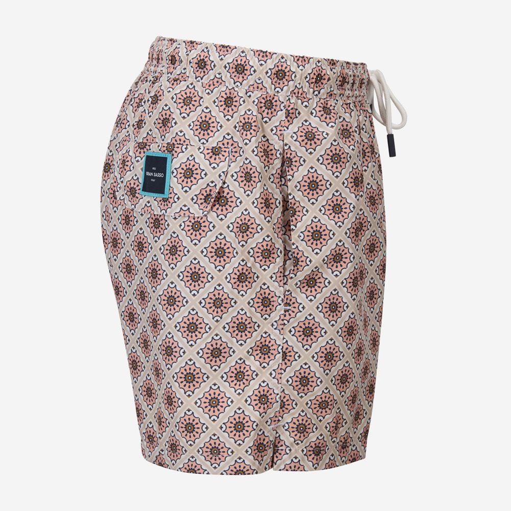 Swim Shorts - Beige-Pink Pattern