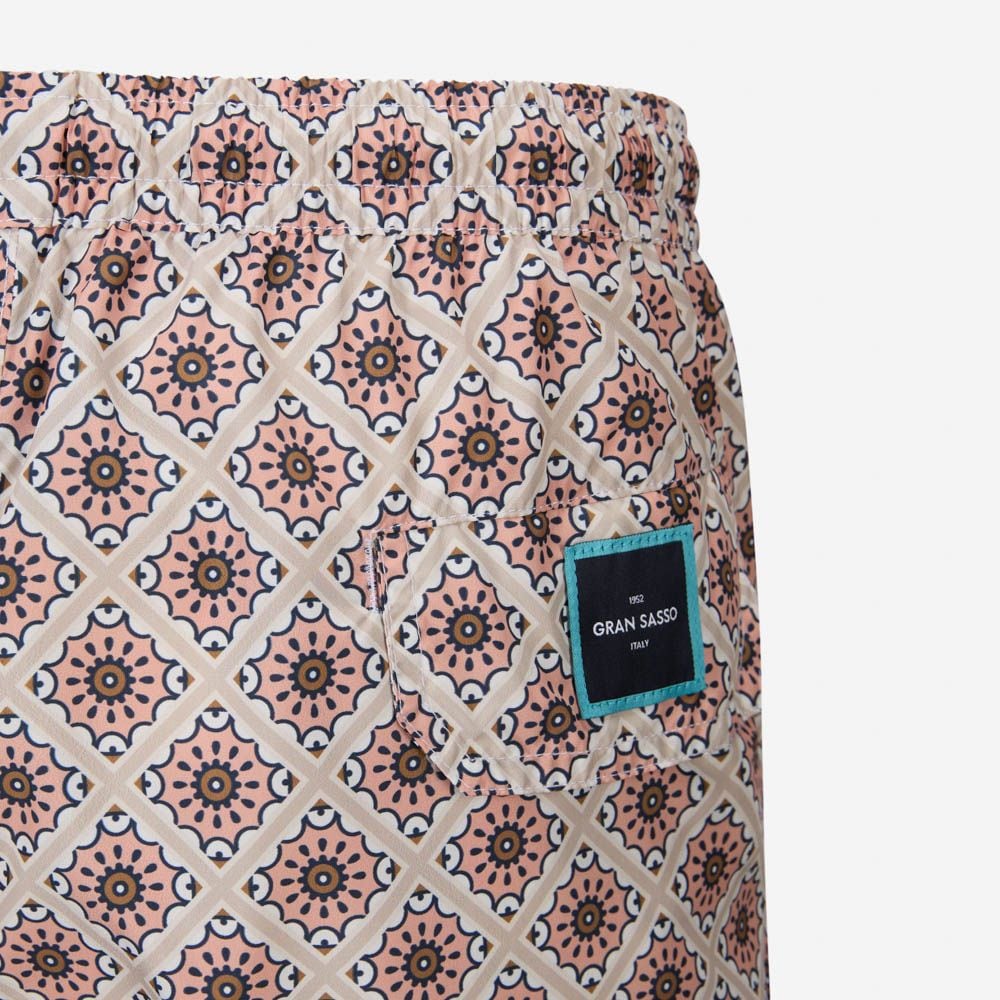 Swim Shorts - Beige-Pink Pattern