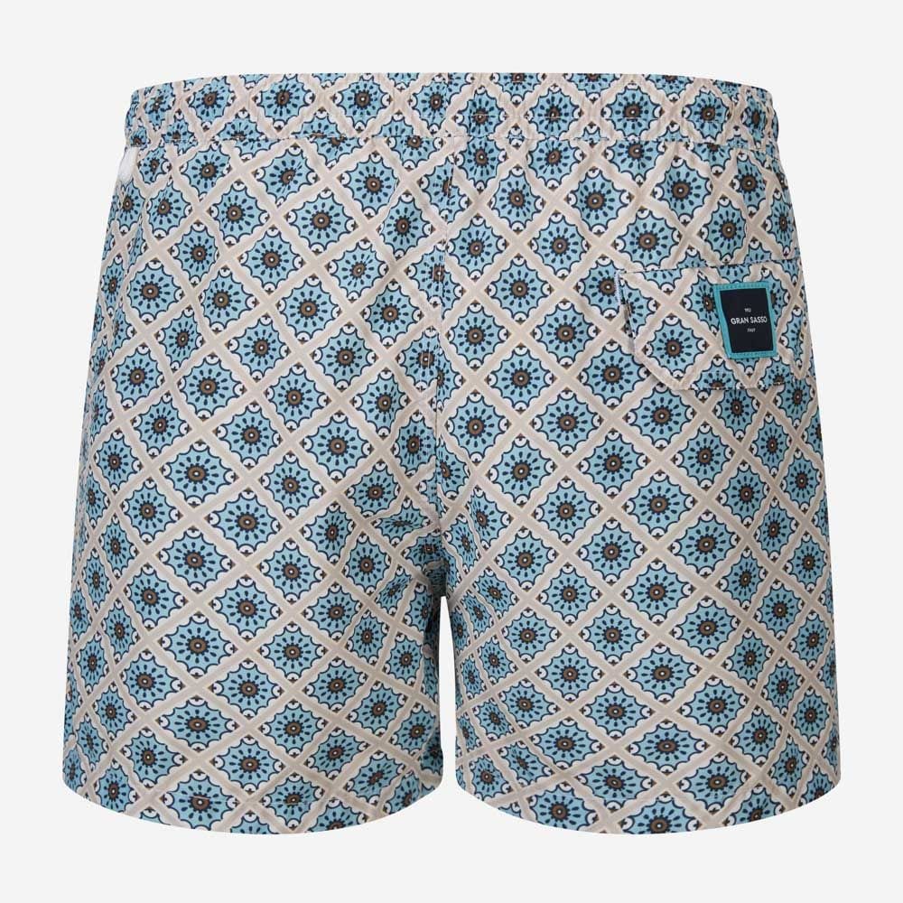 Swim Shorts - Beige-Blue Pattern