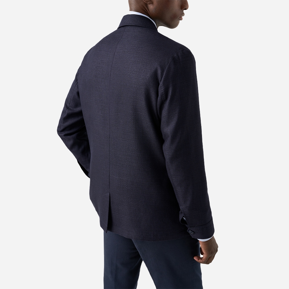 Overshirt Sartorial Wool-Silk-Linen - Navy-Blue